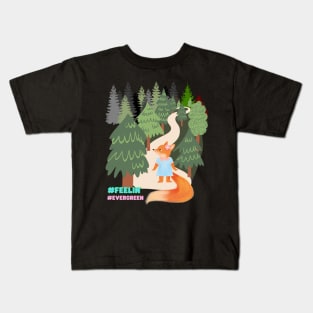 Fox in the Evergreen Forest Kids T-Shirt